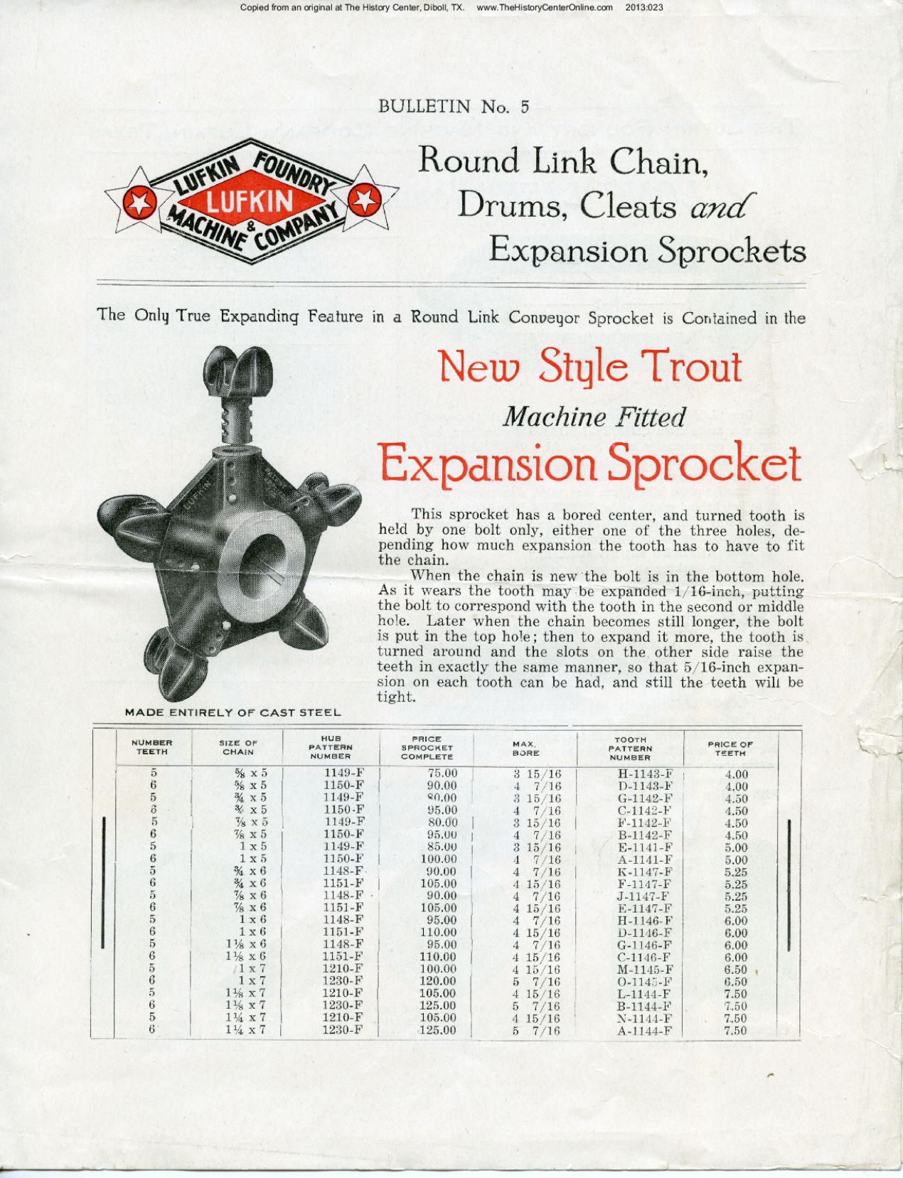 06 Bulletin 5, Round Link Chain, Drums, Cleats and Expansion Sockets