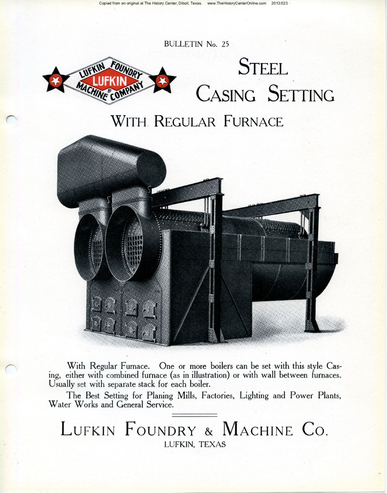 25 Bulletin 25, Steel Casing Setting