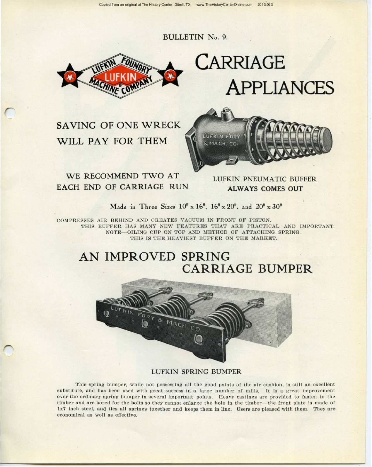09 Bulletin 9, Carriage Appliances