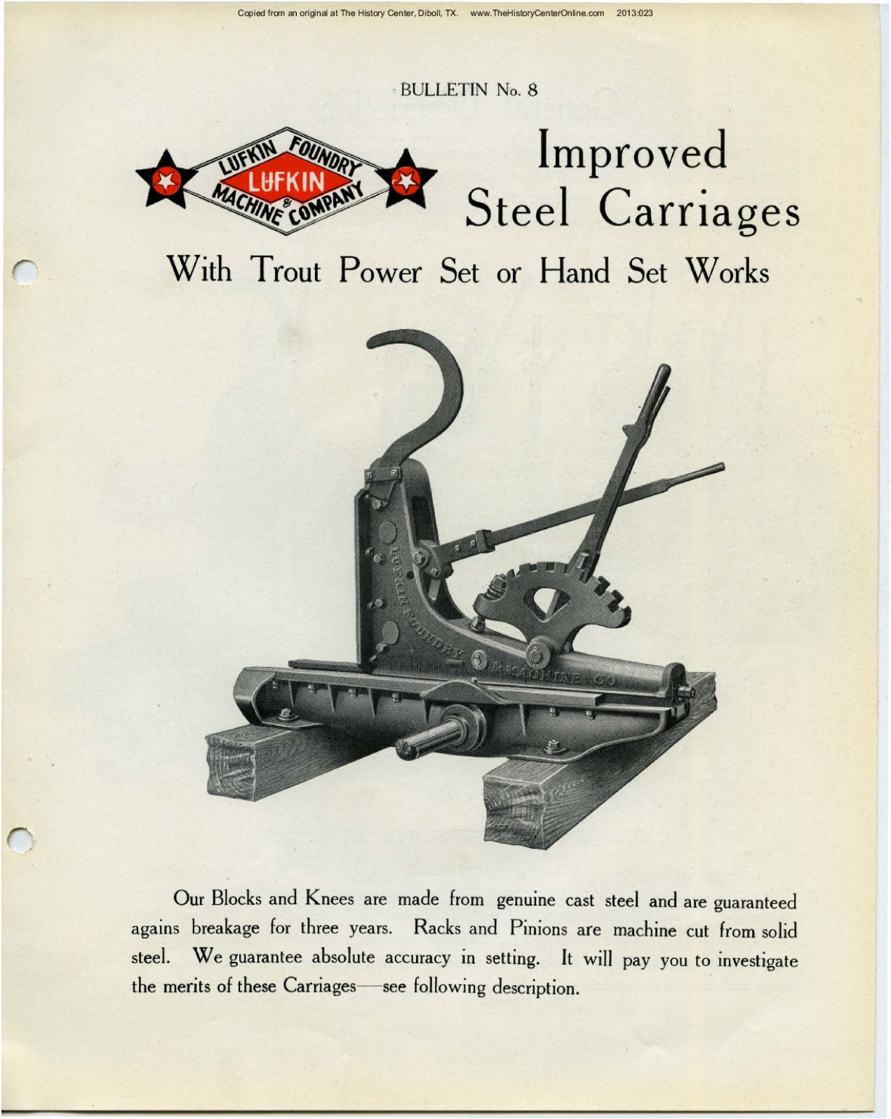 08 Bulletin 8, Improved Steel Carriages