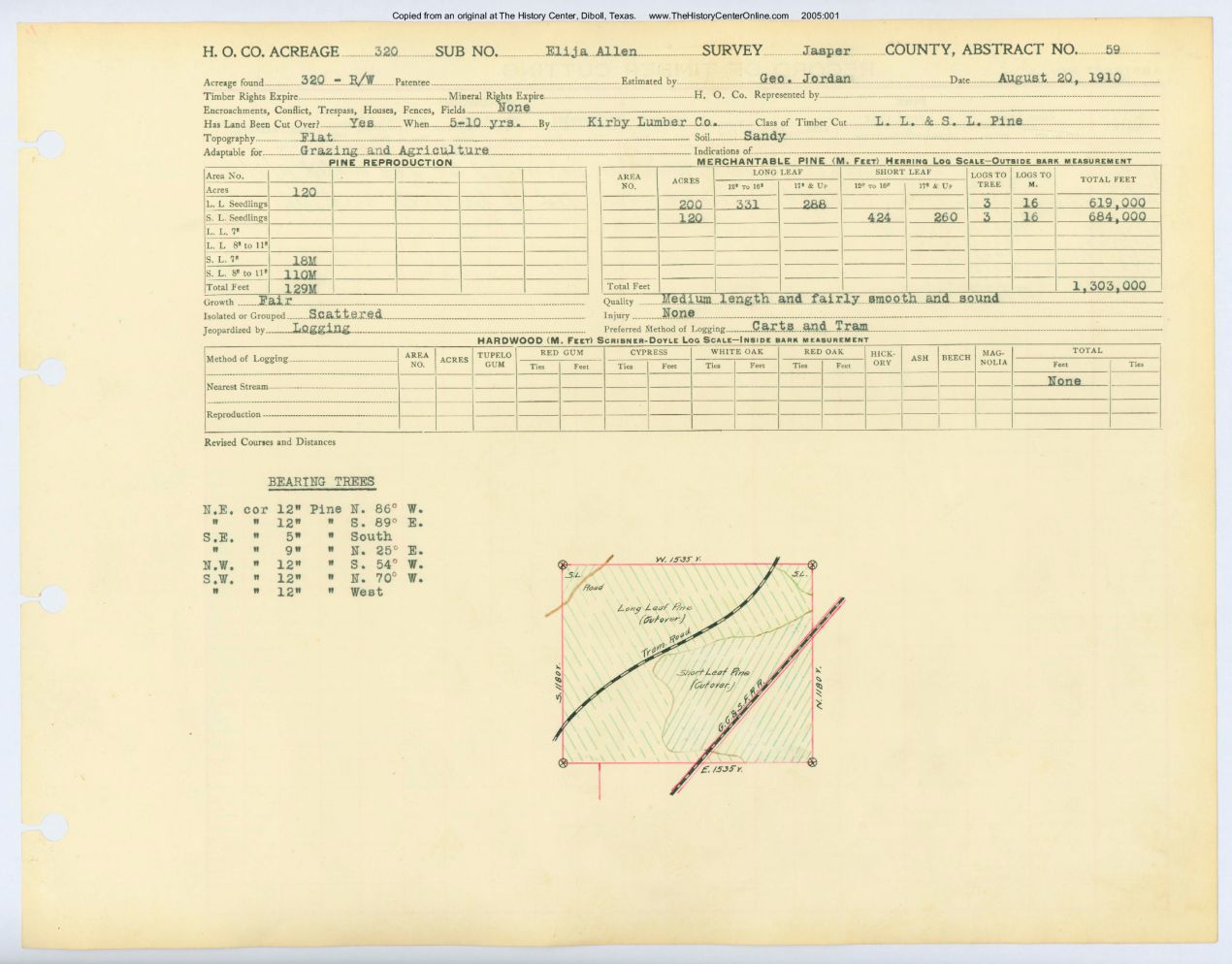0045 Abstract 59, Allen Survey, front and back, Jasper County