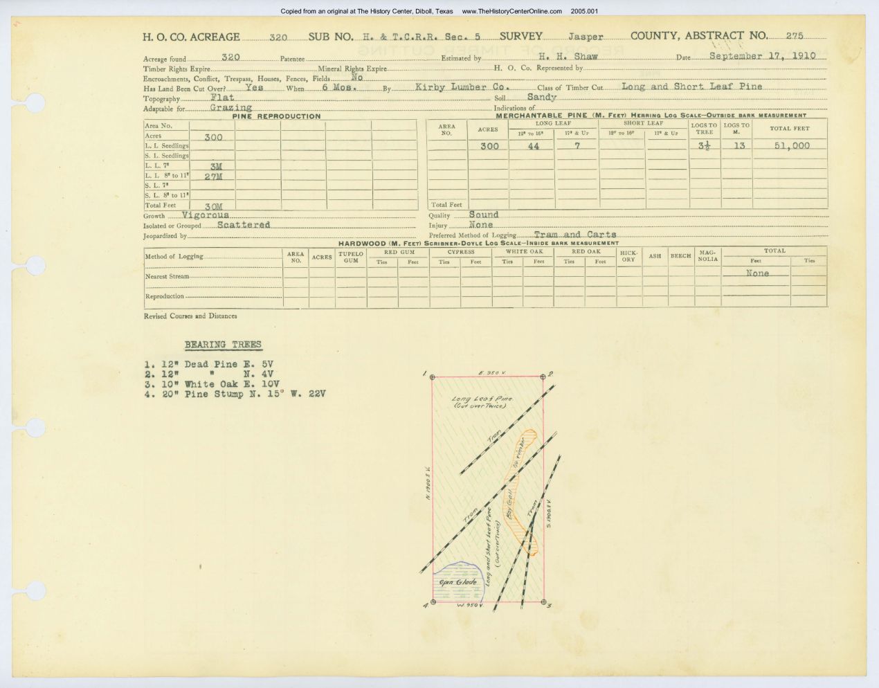 0163 Abstract 275, H&T.C.R.R. Survey, front and back, Jasper County