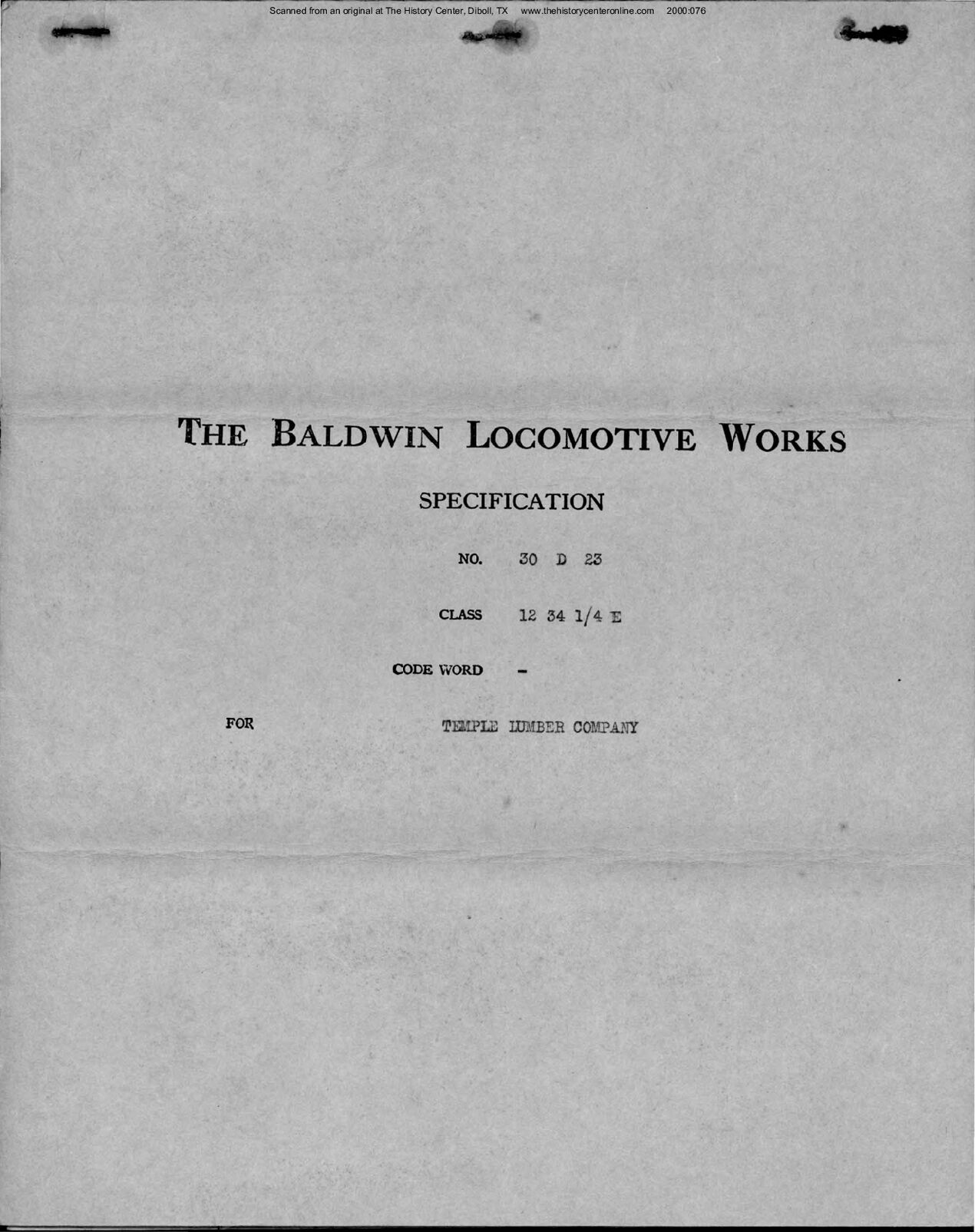 Locomotive 20 Builder Specifications, 1930