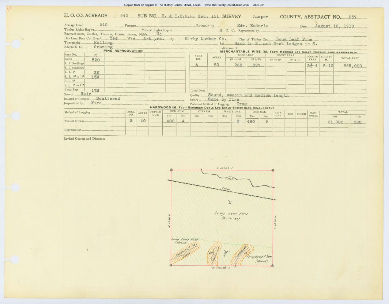 0146 Abstract 257, H&T.C.R.R. Survey, Jasper County