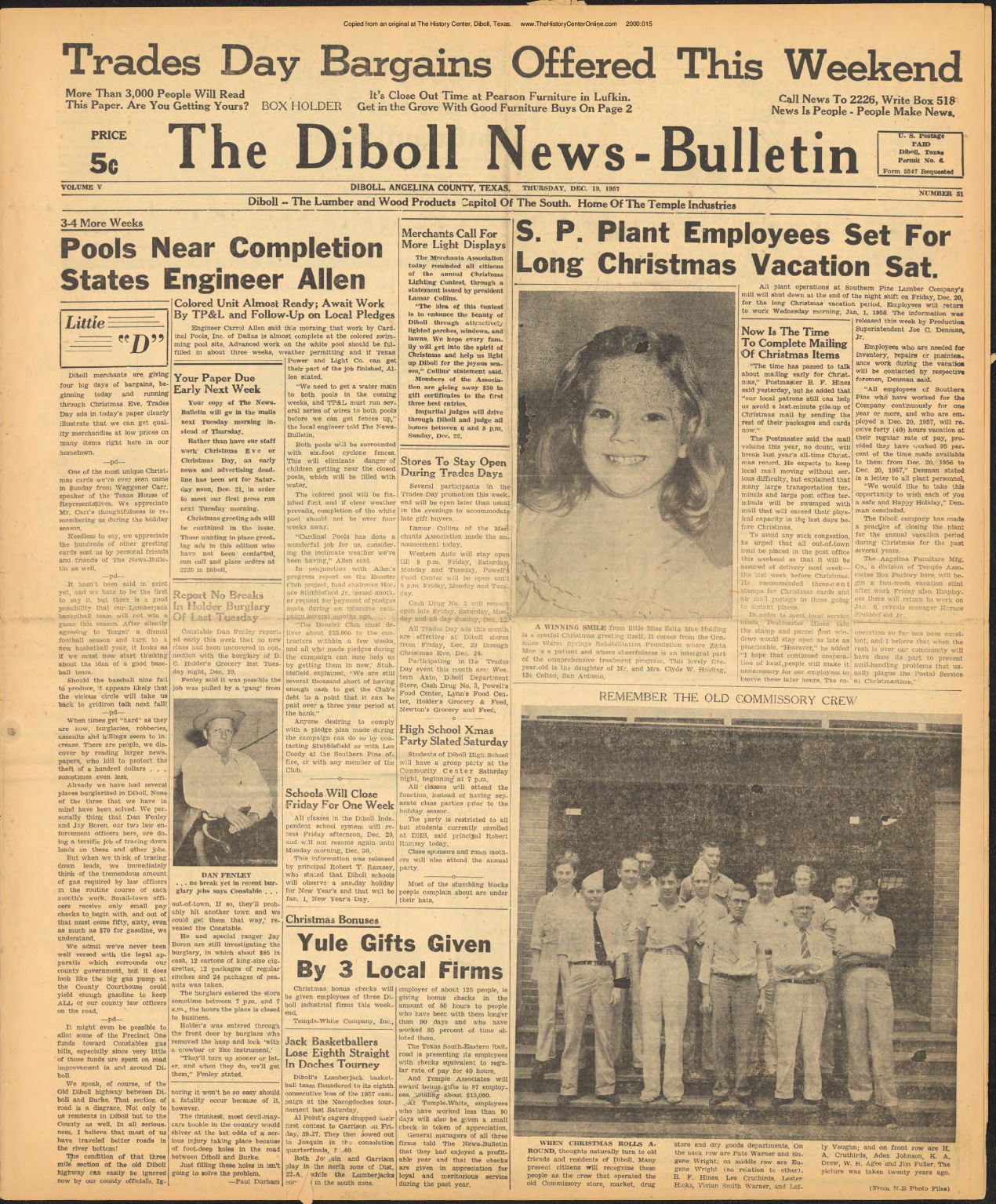1957 12 19 Diboll News Bulletin