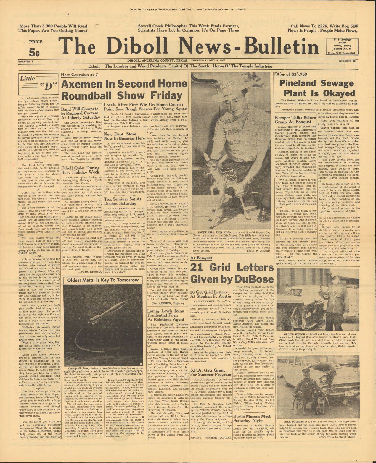 1957 12 05 Diboll News Bulletin