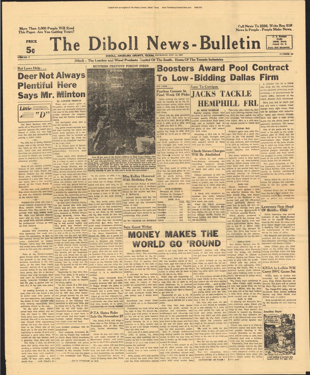 1957 11 14 Diboll News Bulletin