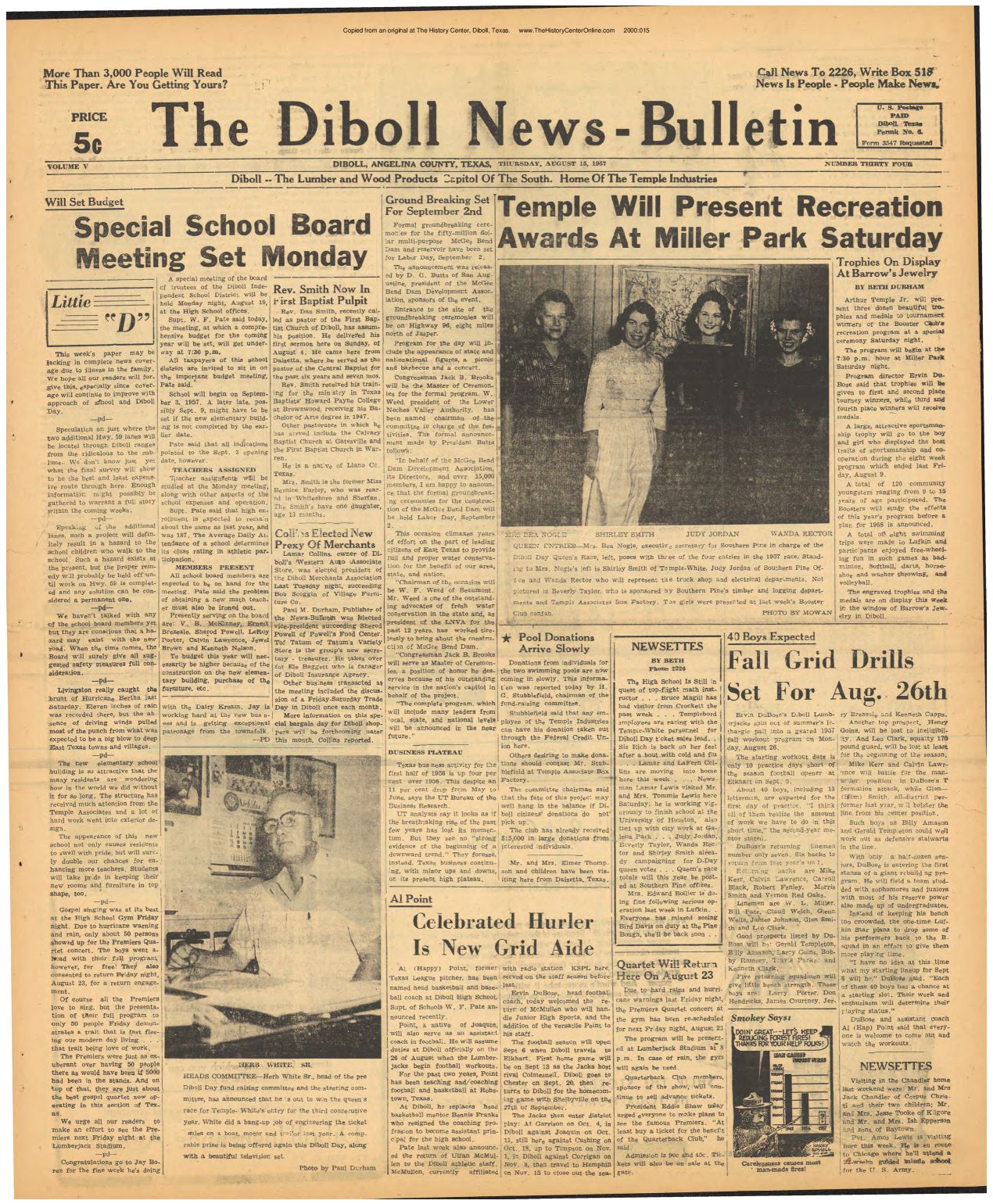 1957 08 15 Diboll News Bulletin