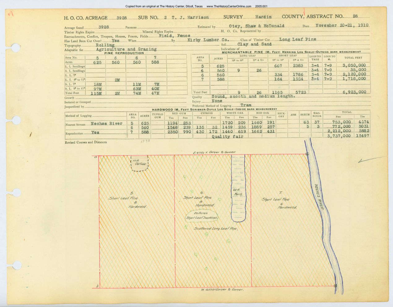 0030 Abstract 28, Harrison 2 Survey, front and back, Hardin County