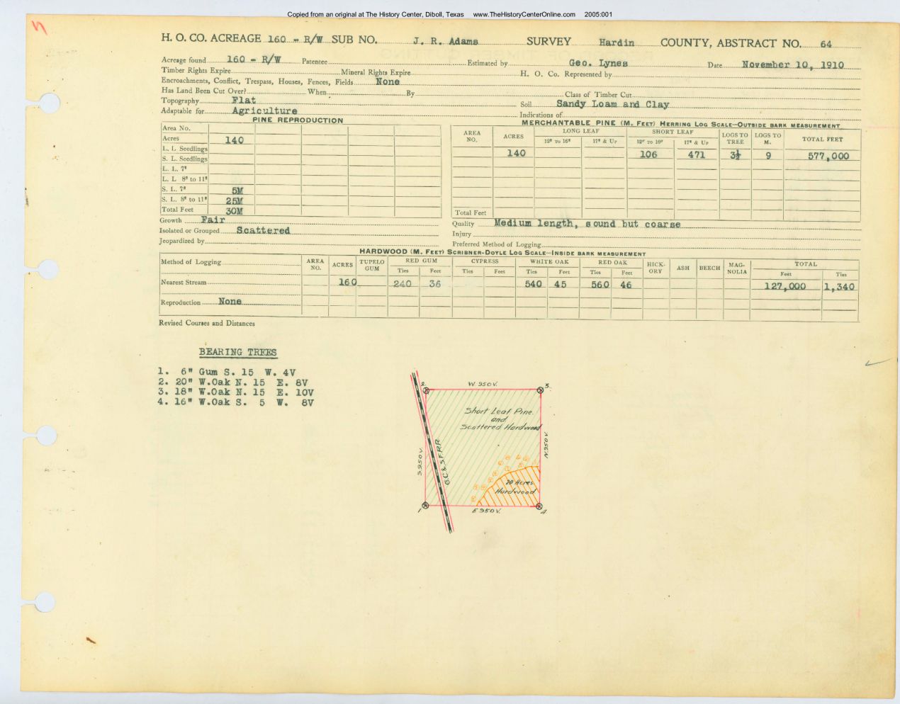 0056 Abstract 64, Adams Survey, front and back, Hardin County