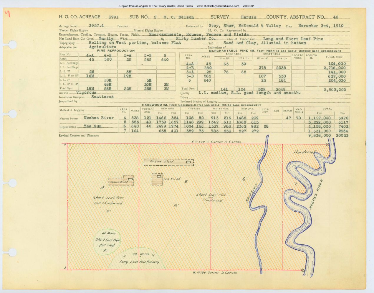 0044 Abstract 40, Nelson 2 Survey, front and back, Hardin County