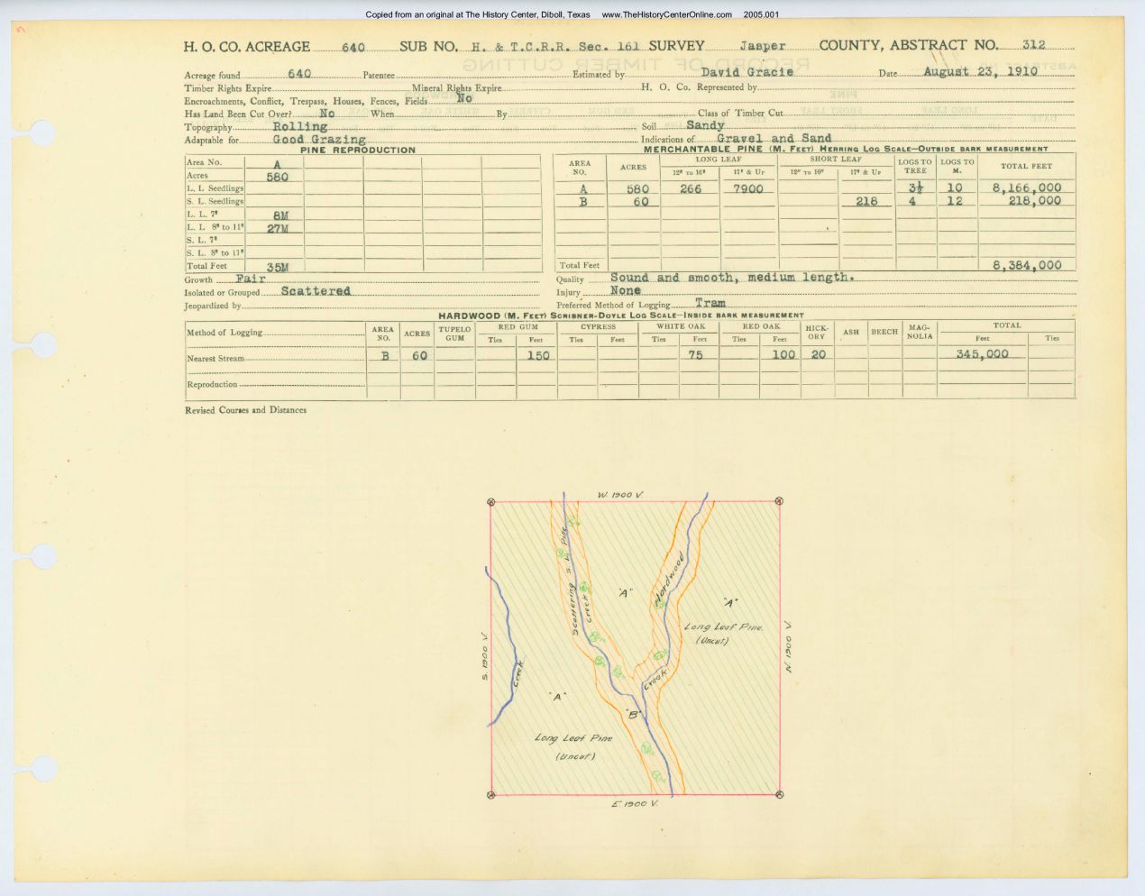 0194 Abstract 312, H&T.C.R.R., front and back, Jasper County