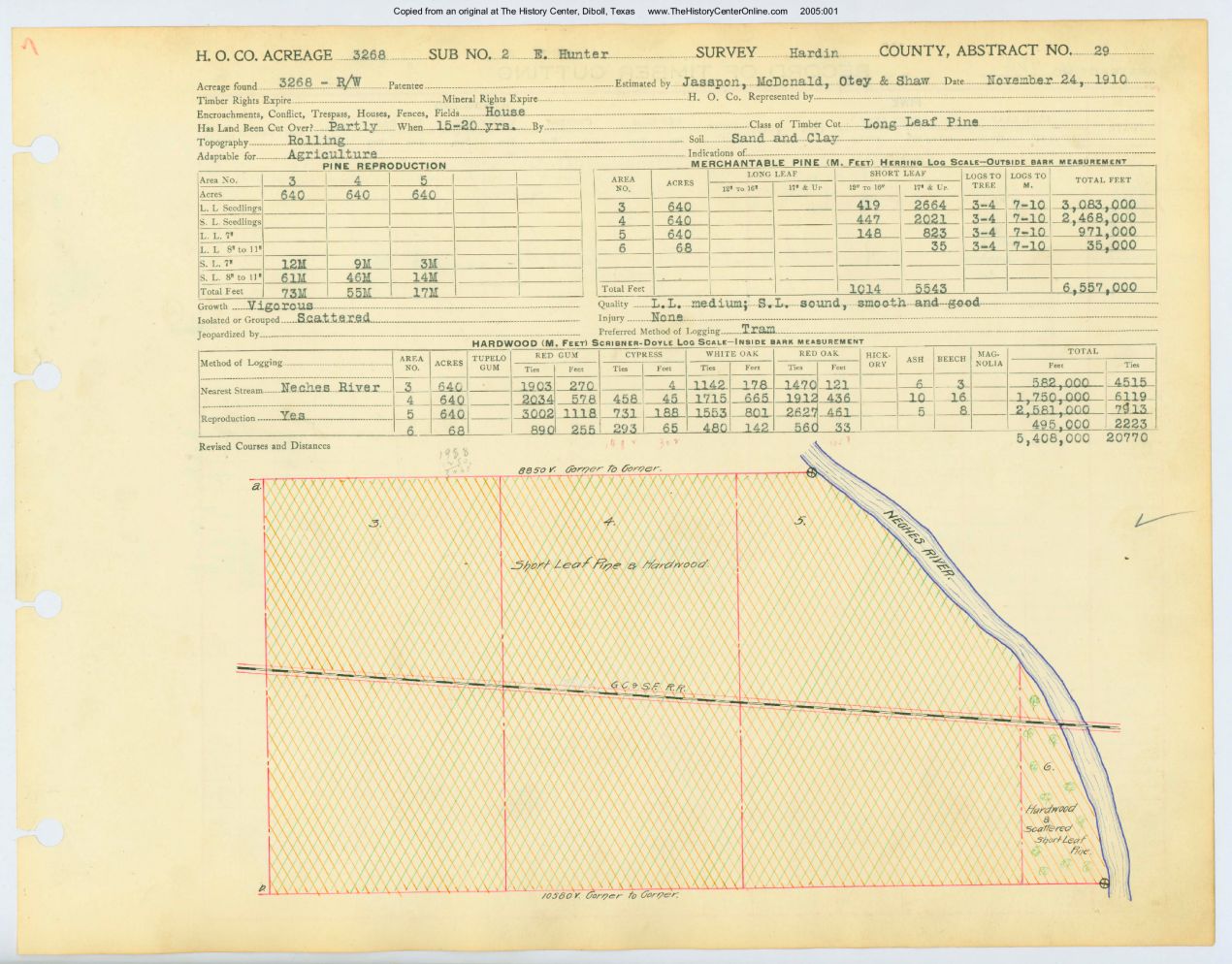 0032 Abstract 29, Hunter 2 Survey, front and back, Hardin County