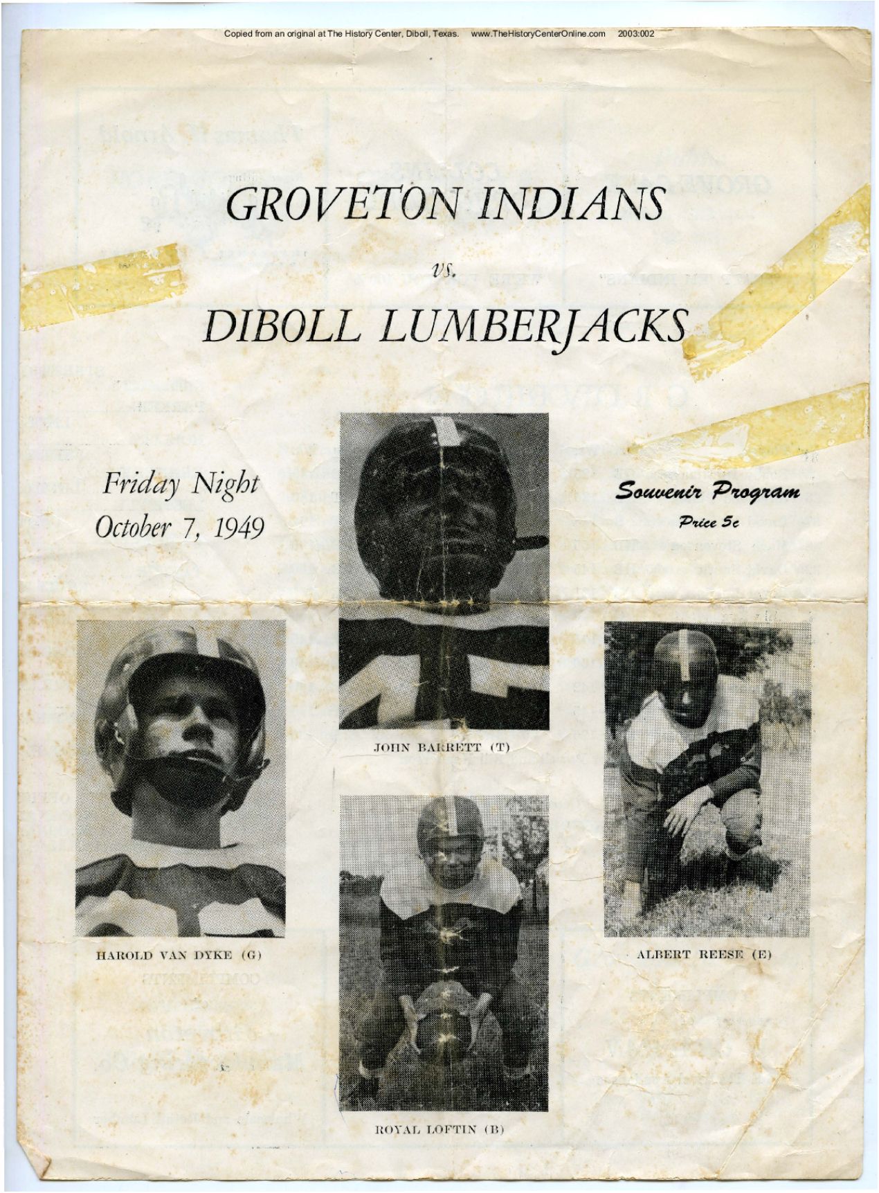 1949 10 07 Diboll High School Football Program