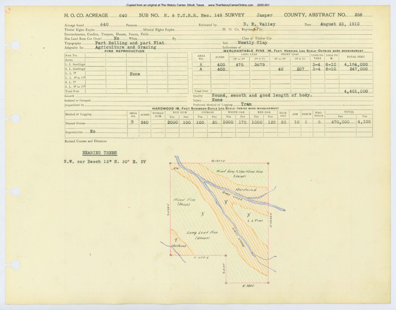 0147 Abstract 258, H&T.C.R.R. Survey, front and back, Jasper County