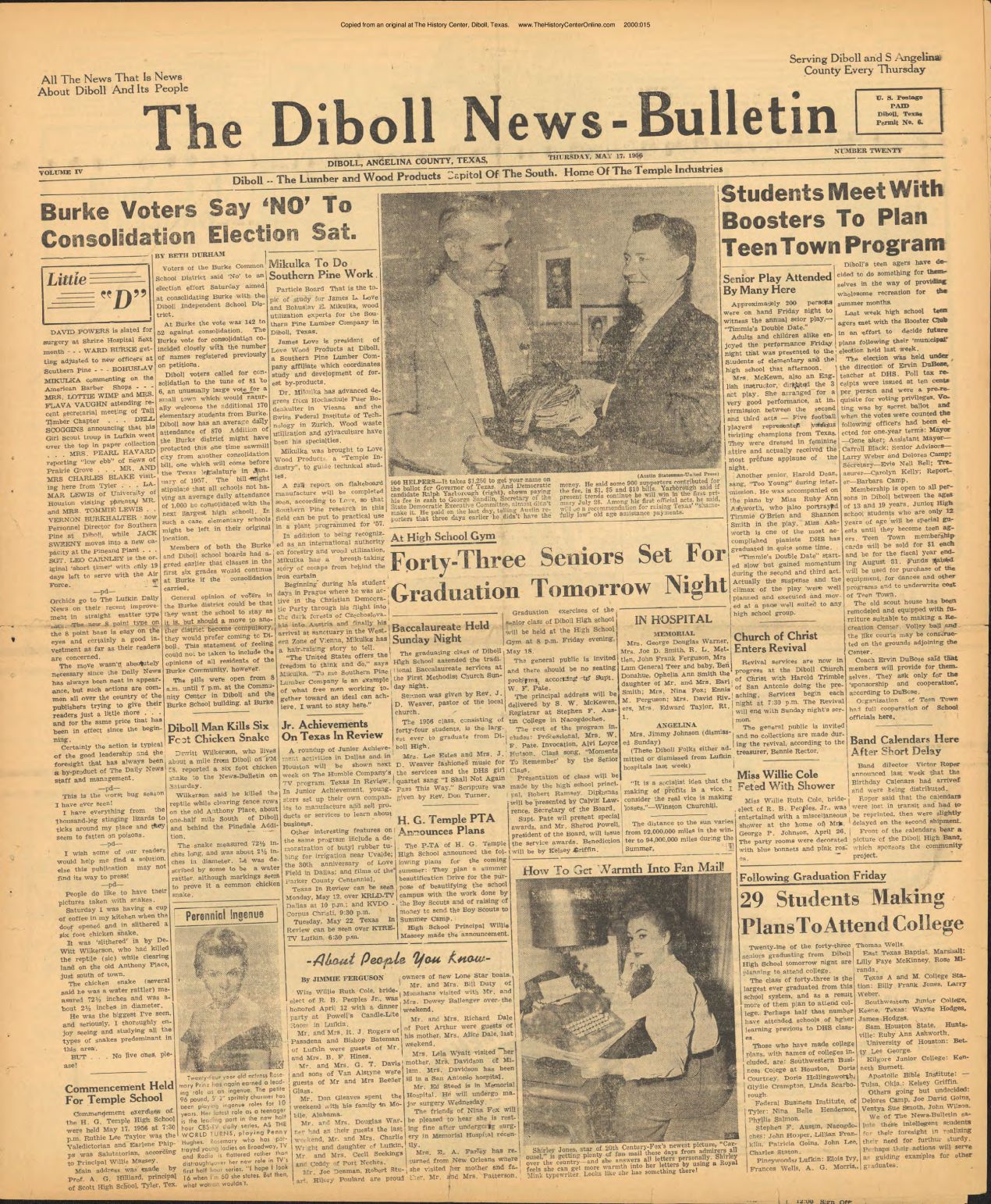 1956 05 17 Diboll News Bulletin