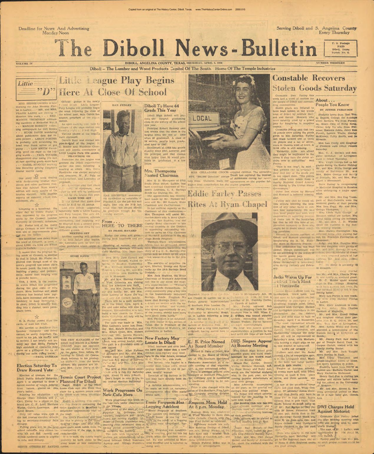 1956 04 05 Diboll News Bulletin