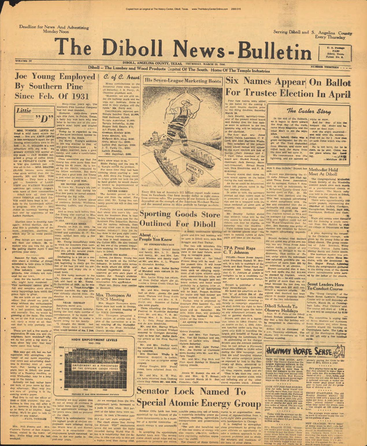 1956 03 29 Diboll News Bulletin