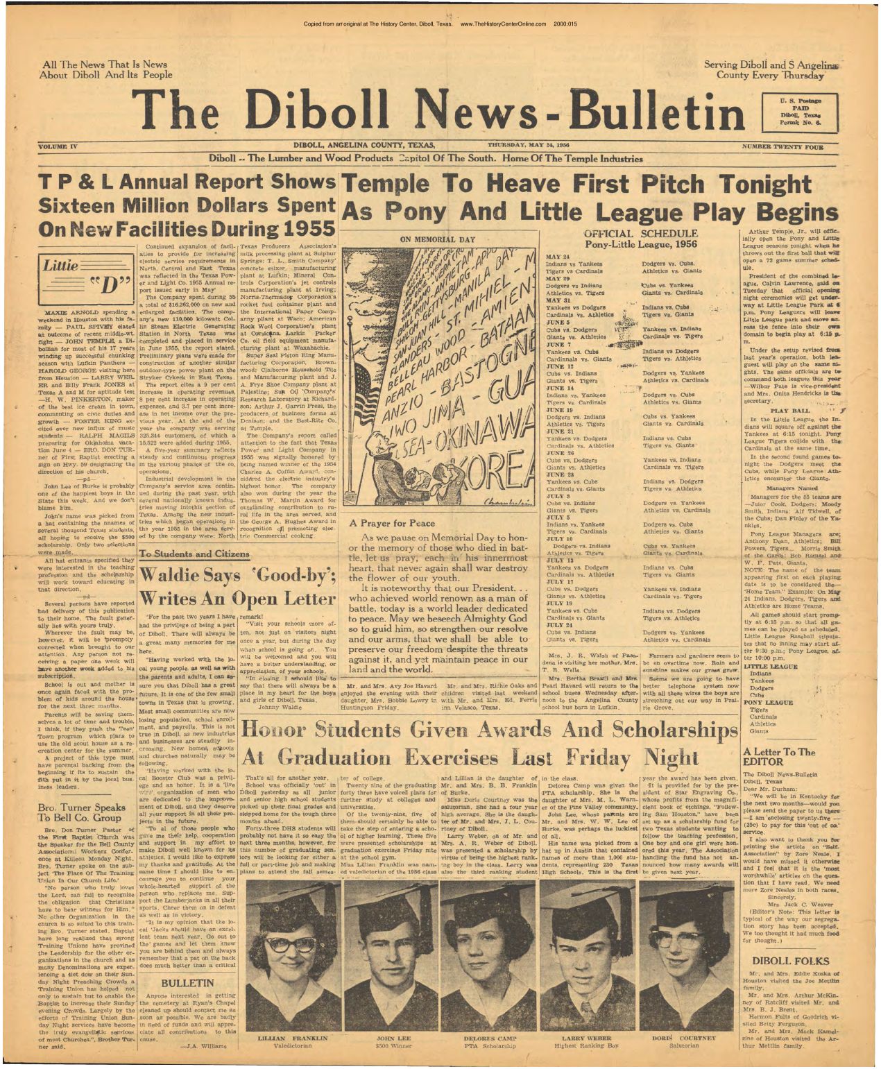 1956 05 24 Diboll News Bulletin