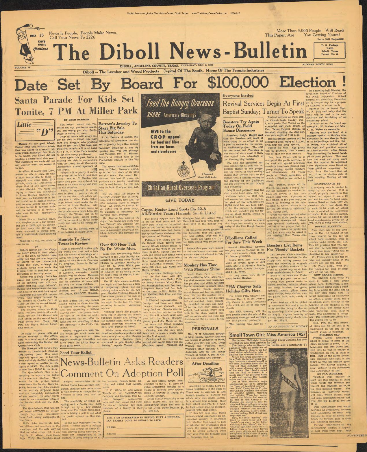 1956 12 06 Diboll News Bulletin