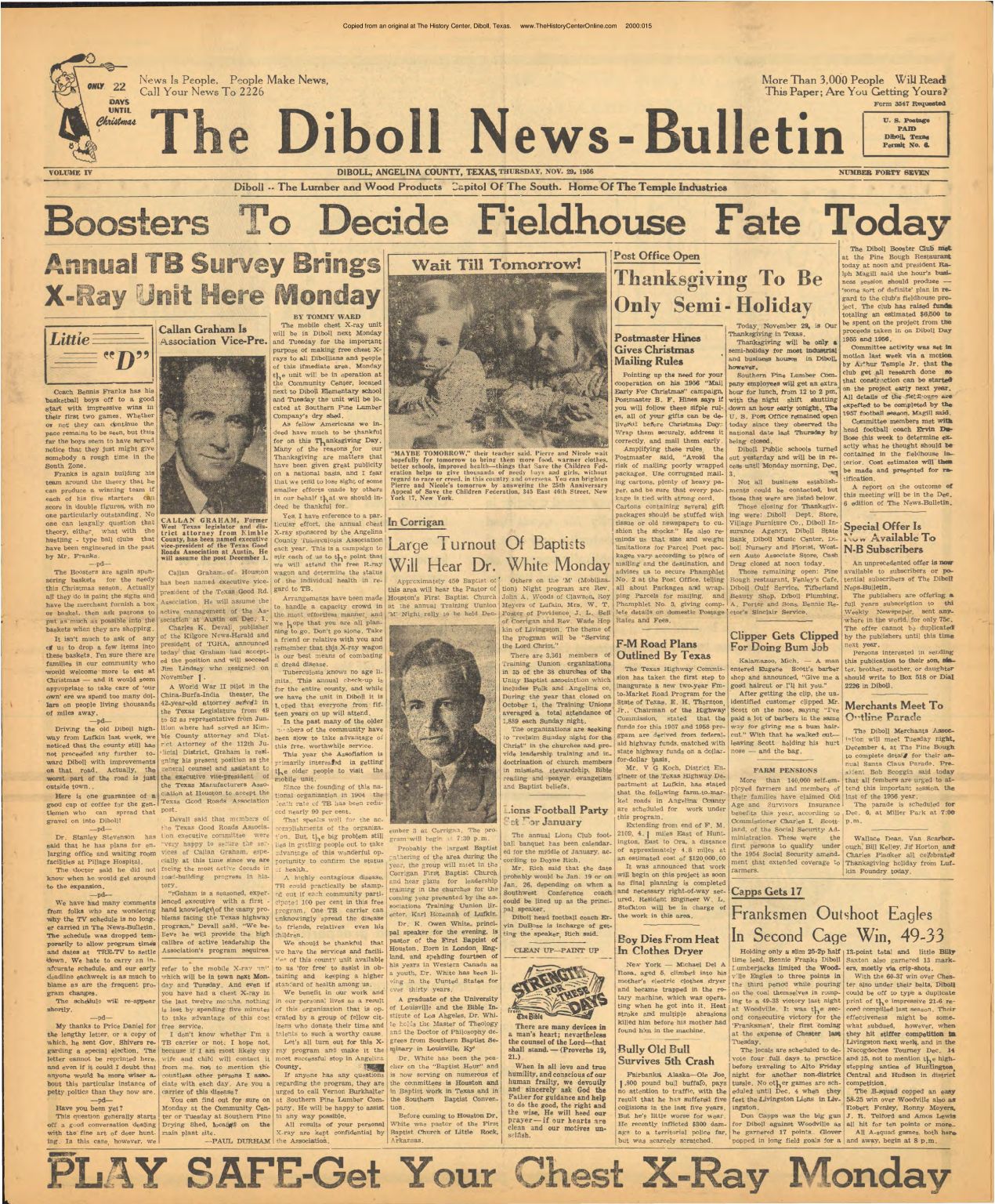 1956 11 29 Diboll News Bulletin