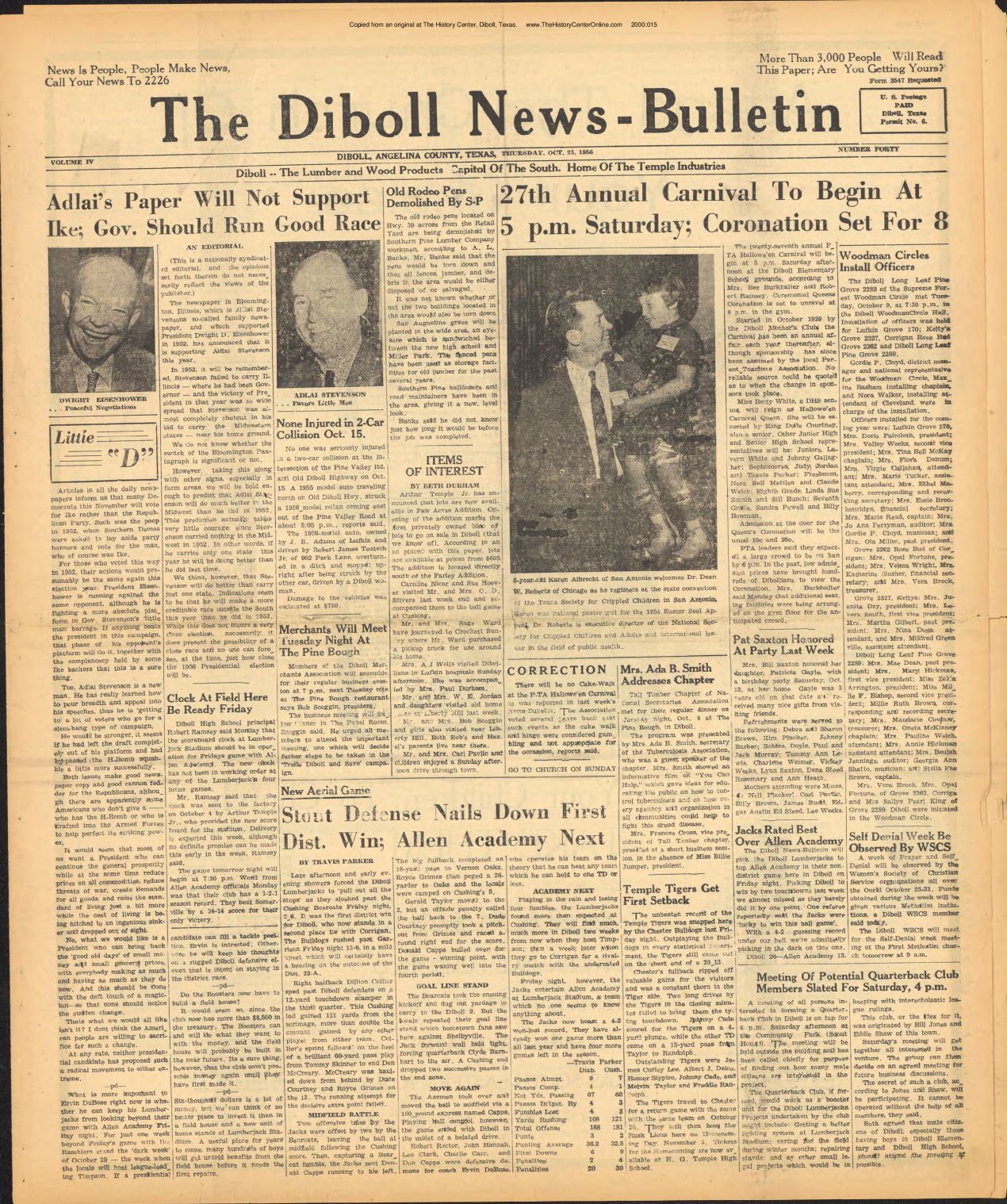 1956 10 25 Diboll News Bulletin
