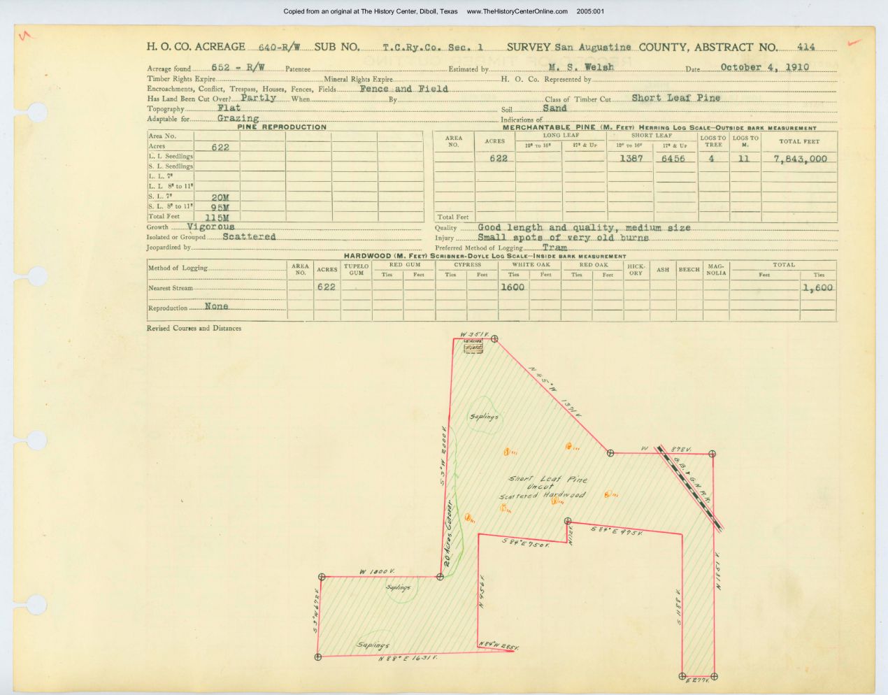 037 Abstract 414, Texas Central Railroad Survey, front and back, San Augustine County
