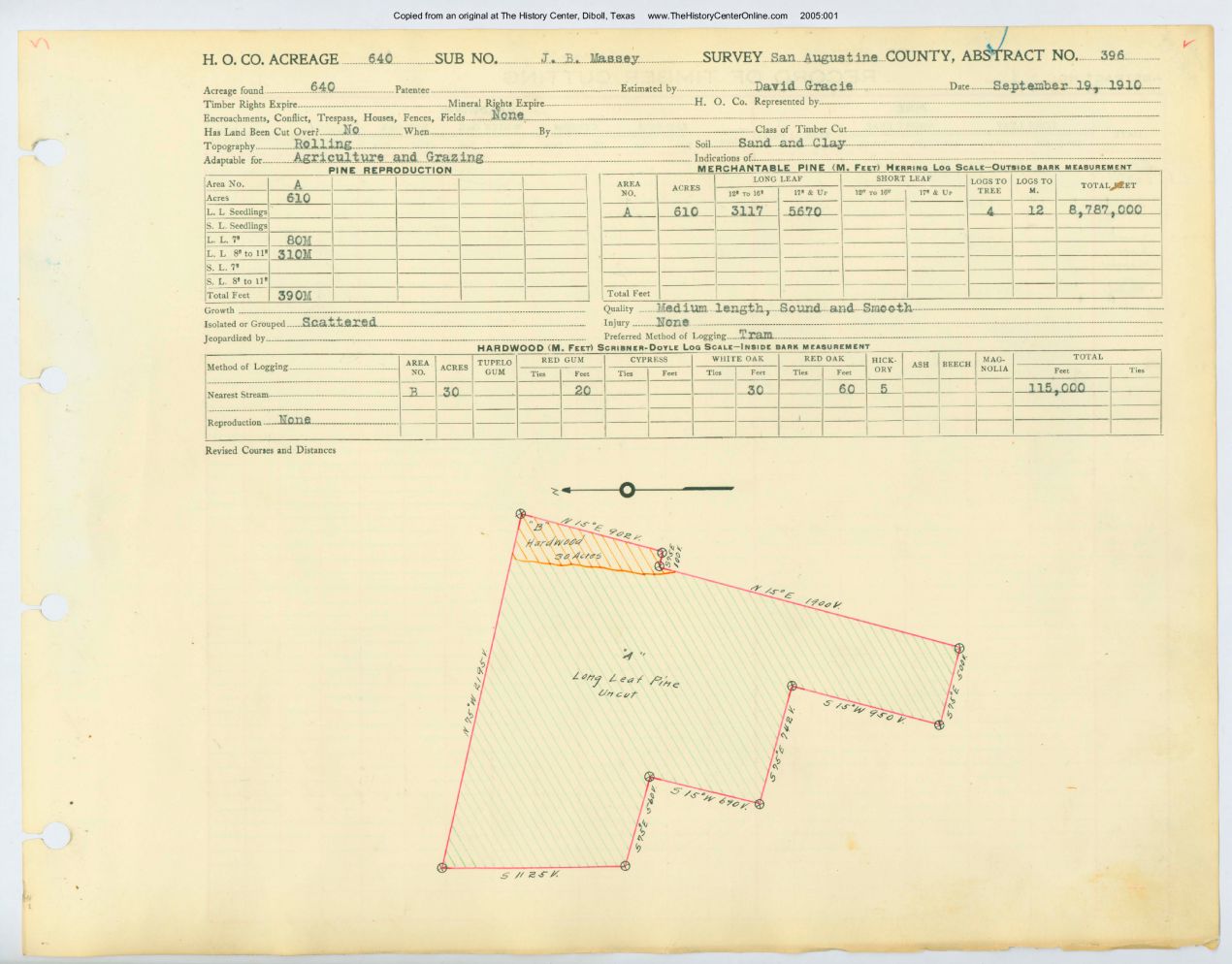 035 Abstract 396, Massey Survey, front and back, San Augustine County