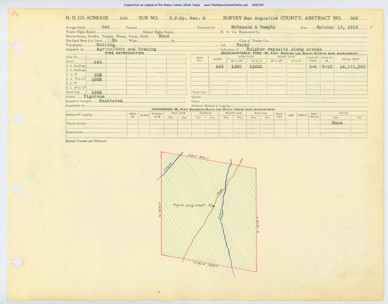 046 Abstract 568, Massey Survey, front and back, San Augustine County