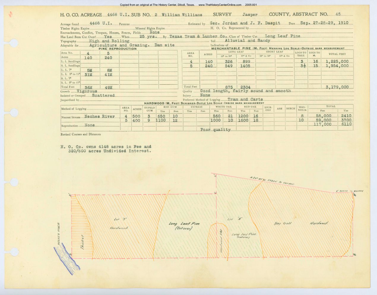 0037 Abstract 45, Williams 2 Survey, front and back, Jasper County