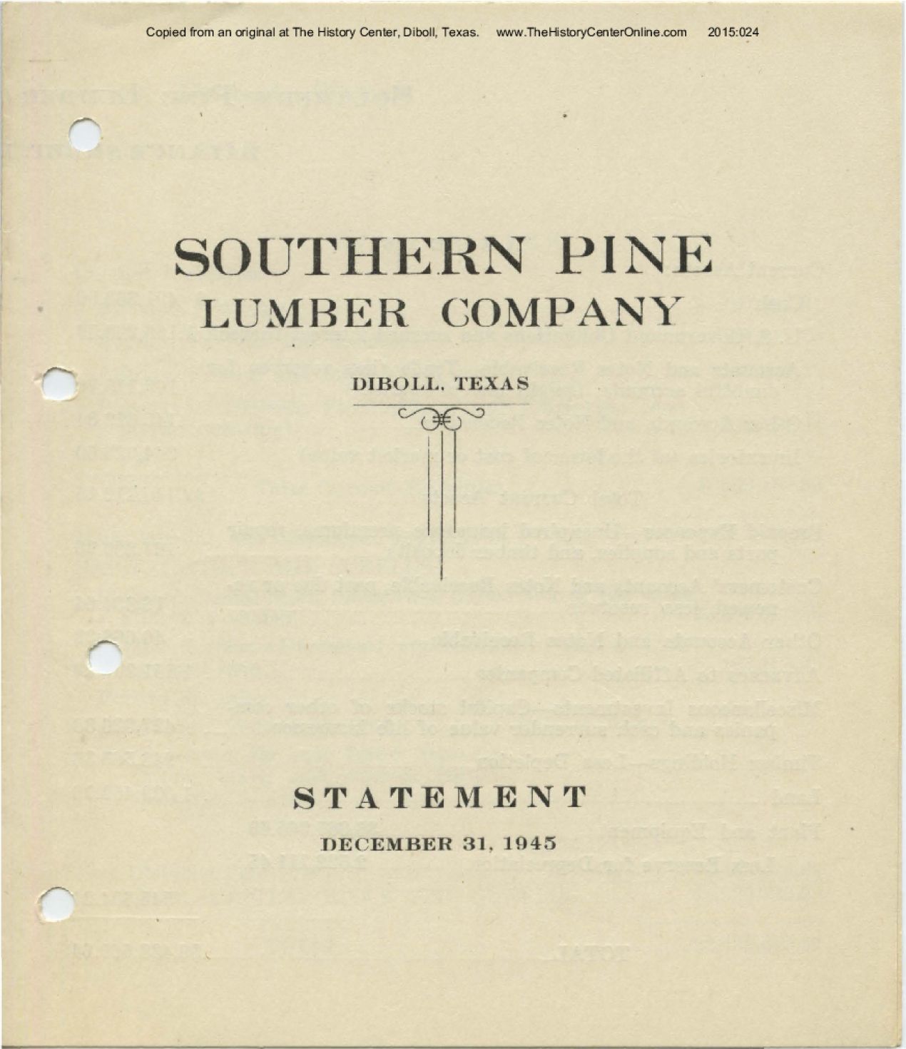 1945 Southern Pine Lumber Company Annual Report