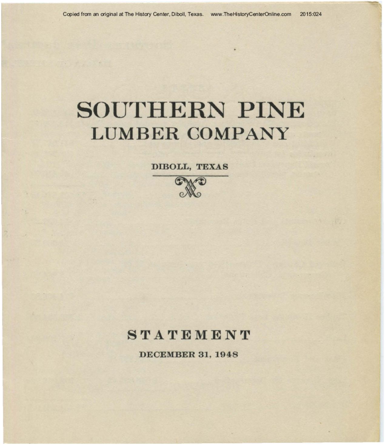1948 Southern Pine Lumber Company Annual Report