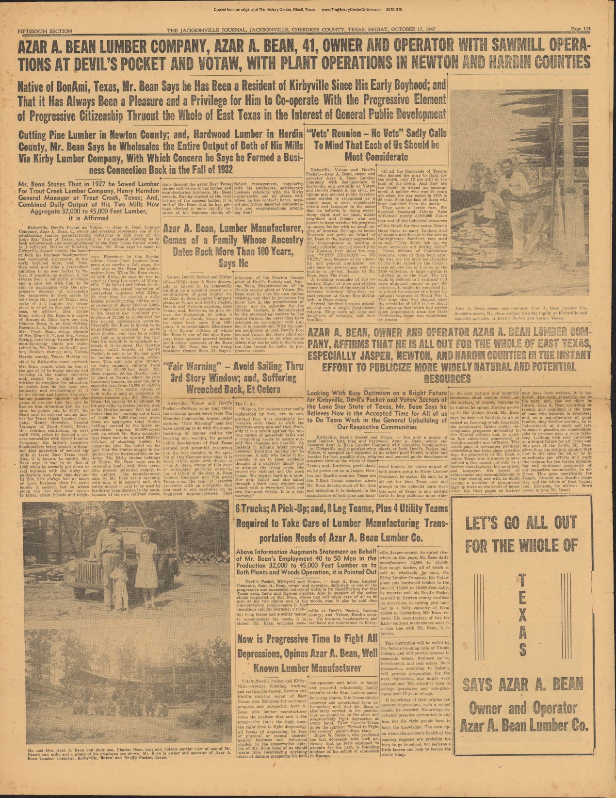 15 Jacksonville Journal Special Edition Novmeber 14, 1947, Section 15