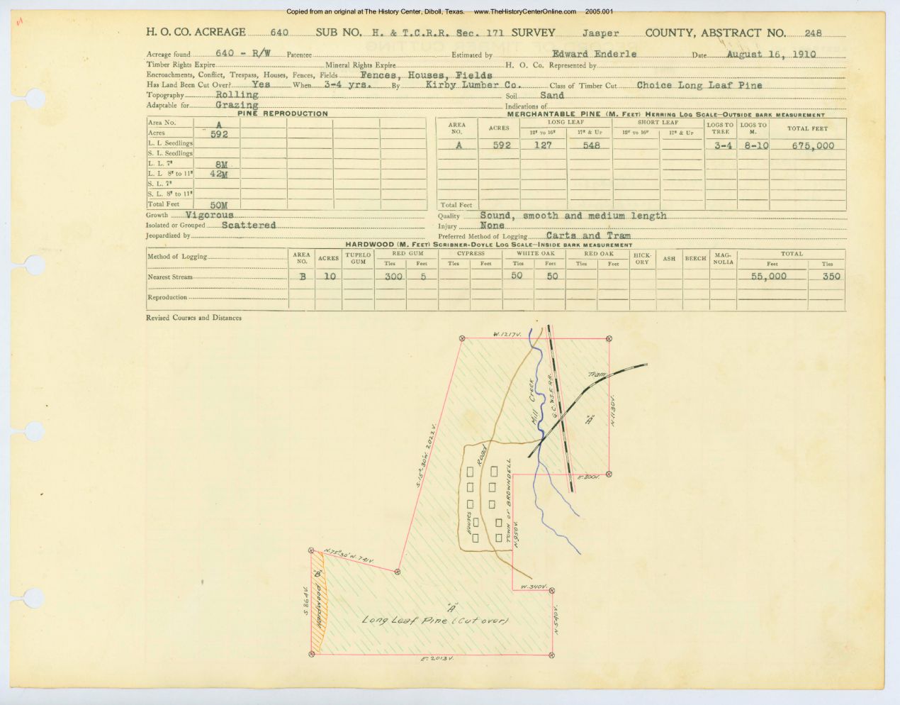 0137 Abstract 248, H&T.C.R.R. Survey, front and back, Jasper County