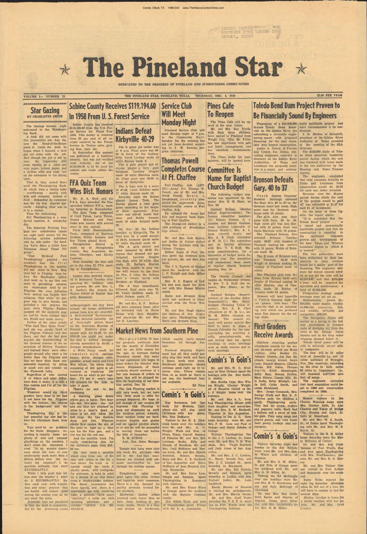 1958 12 04 Pineland Star