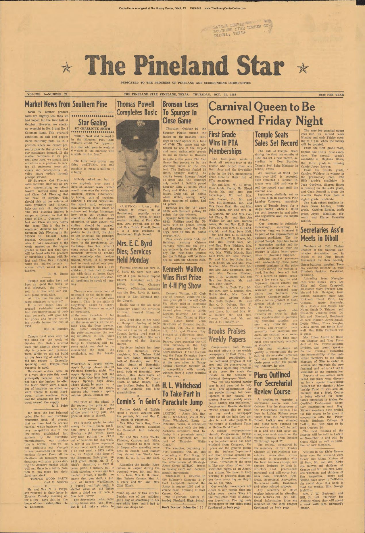 1958 10 23 Pineland Star