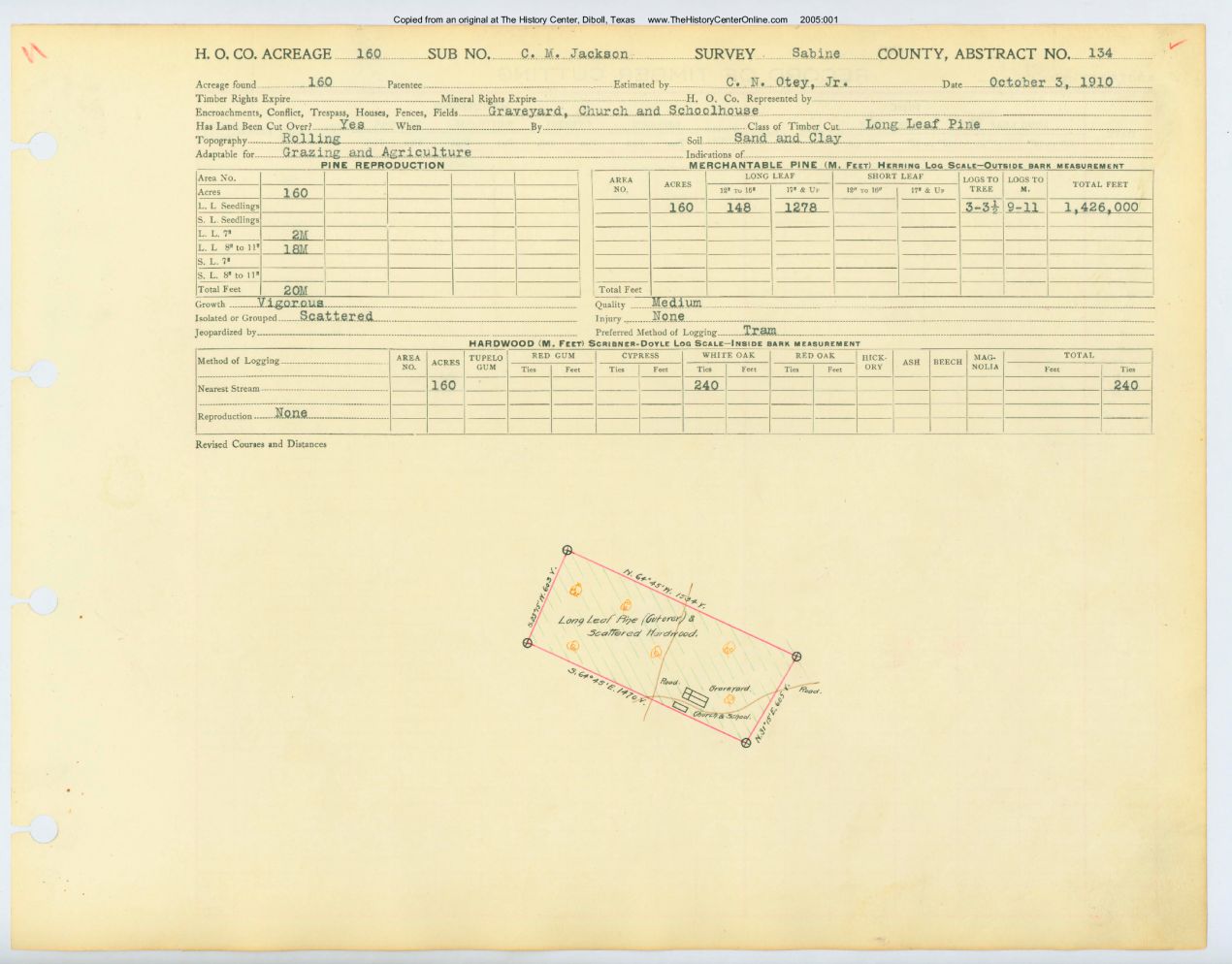 0025 Abstract 134, Jackson Survey, Sabine County