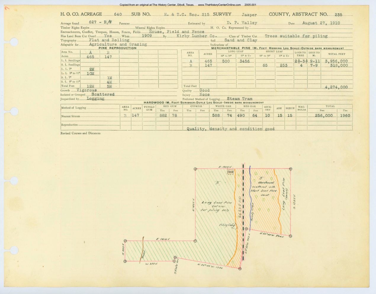 0124 Abstract 235, H&T.C.R.R. Survey, front and back, Jasper County