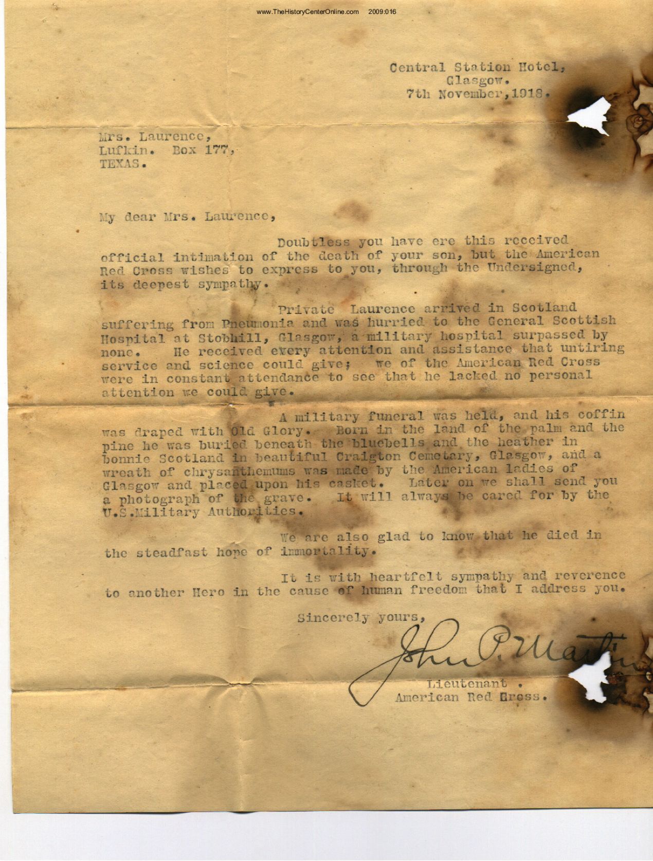 07 Red Cross Letter to Mrs. Lawrence