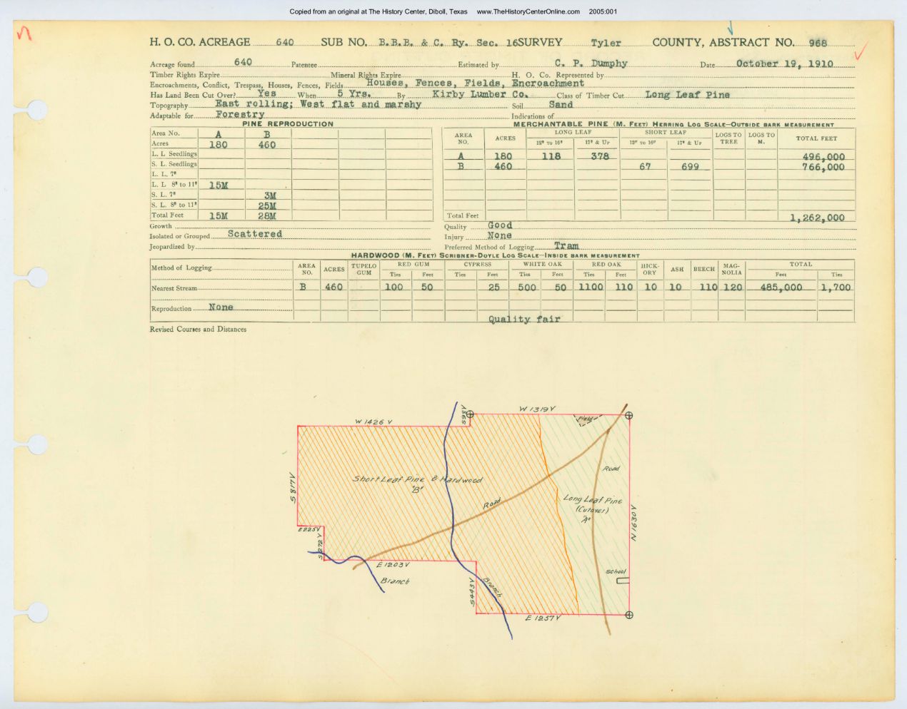 0185 Abstract 968, B.B.B.C. Railway Company Survey, Tyler County