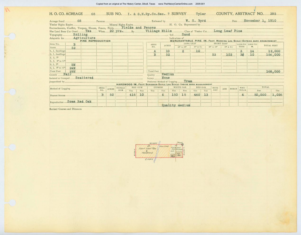 0100 Abstract 395, I.G.N.Railway Company Survey, Tyler County