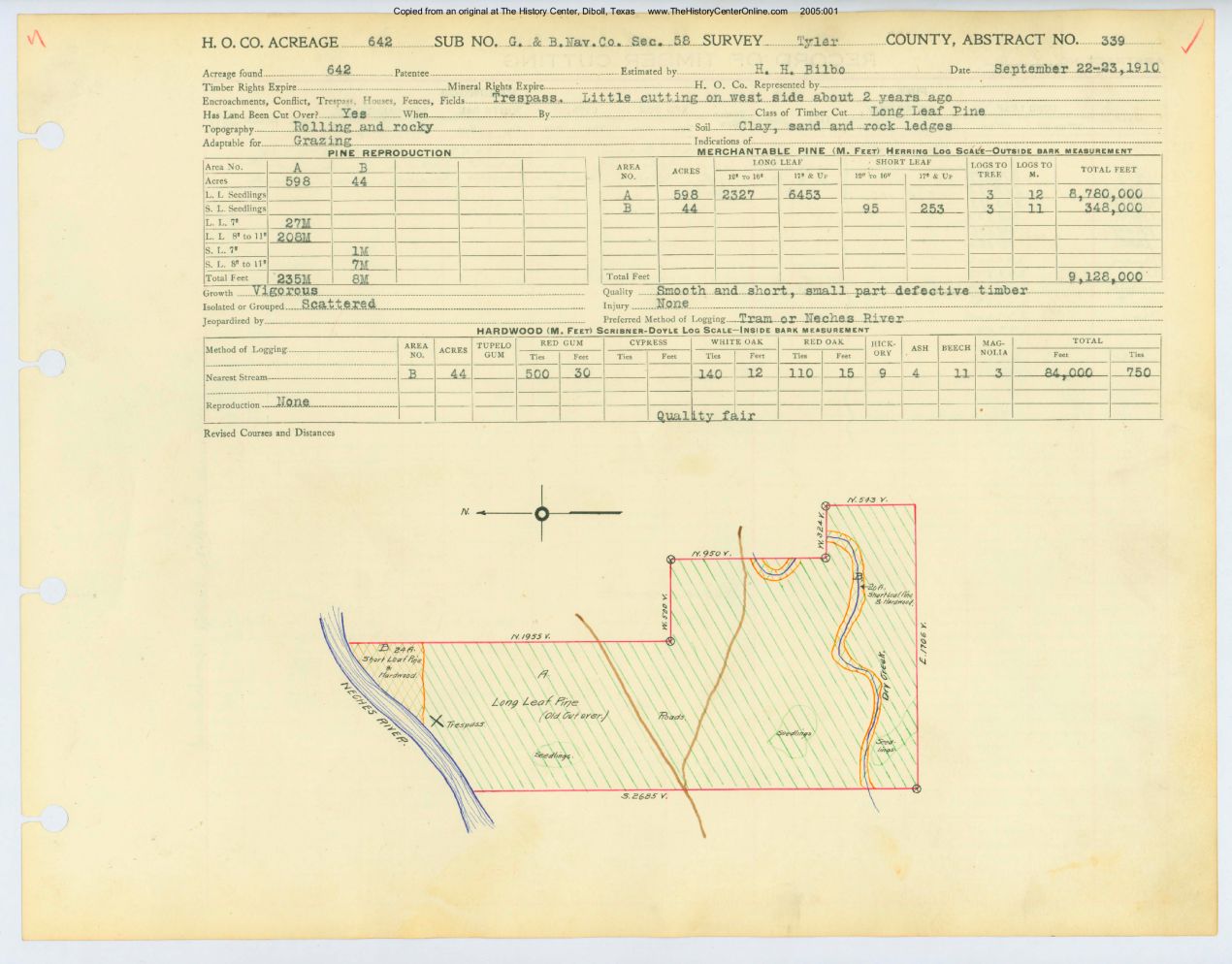 0090 Abstract 339, G.&amp; B. Navigation Company, front and back, Tyler County