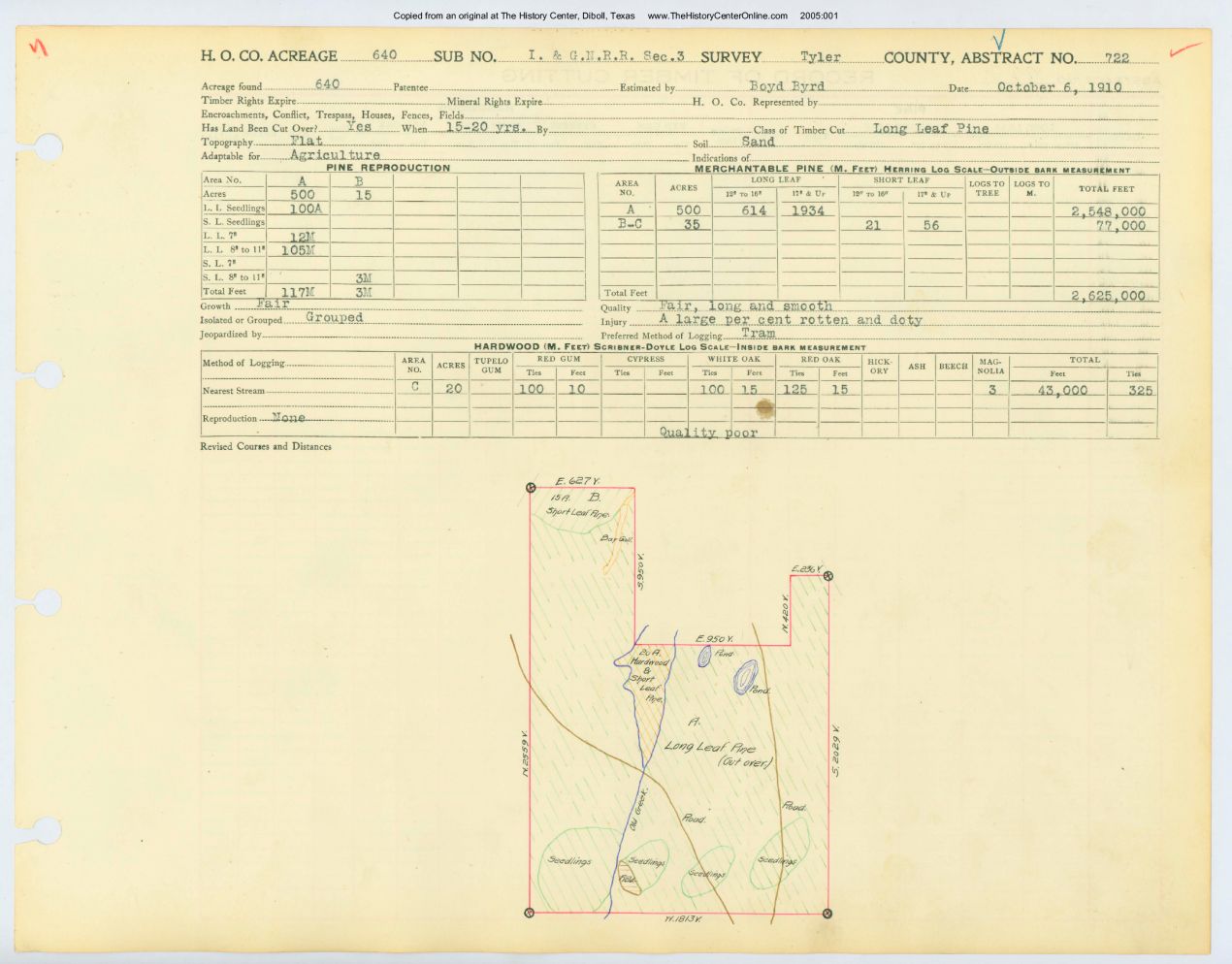 0136 Abstract 722, I.G.N. Railway Survey, Tyler County