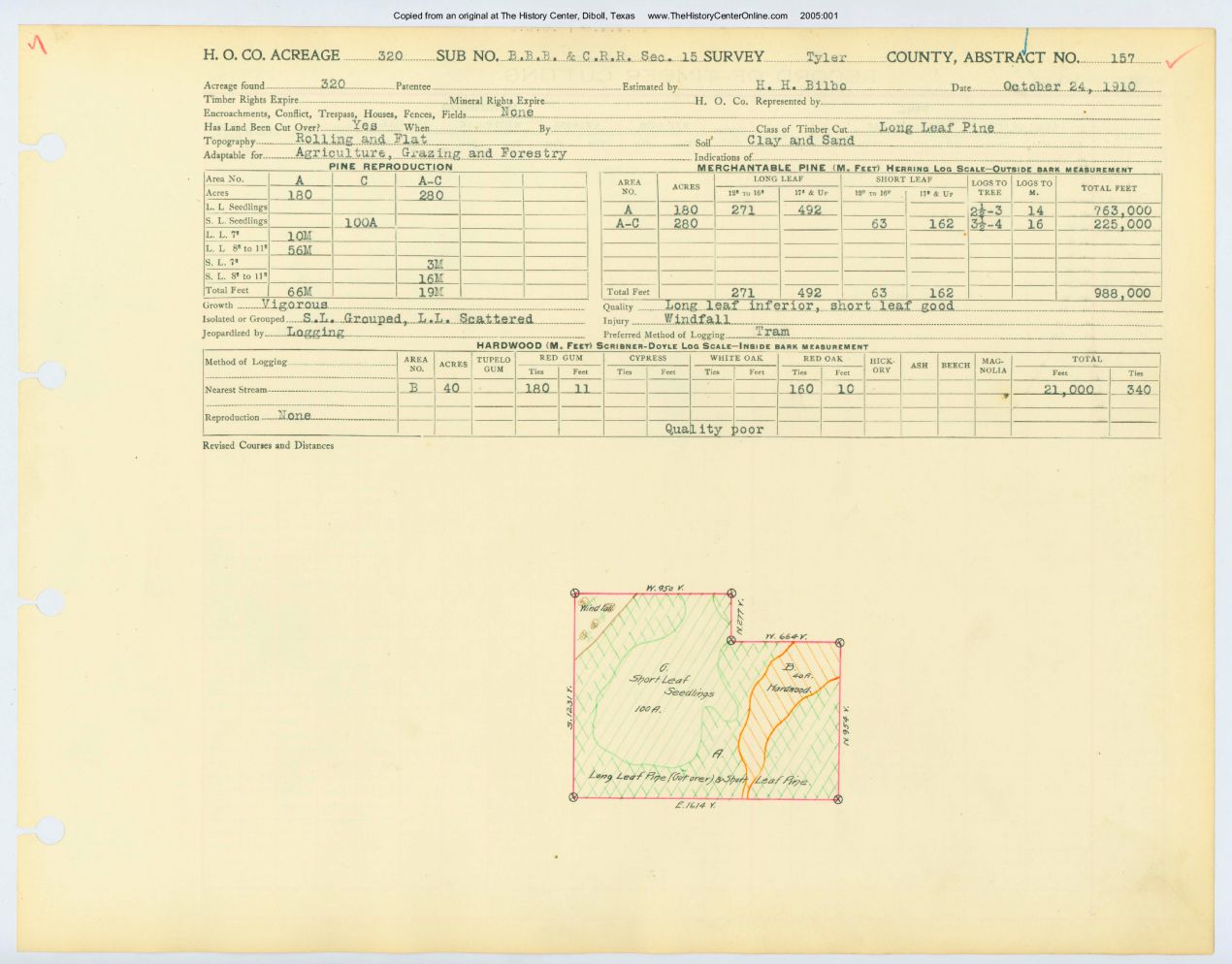 0042 Abstract 157, B.B.B. &amp; C. Railway Survey, Tyler County