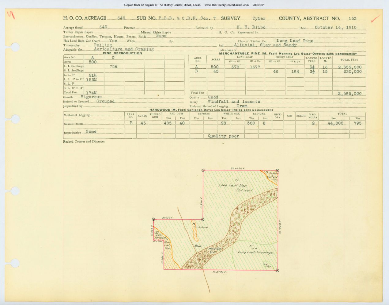 0041 Abstract 153, B.B.B. &amp; C. Railway Survey, Tyler County