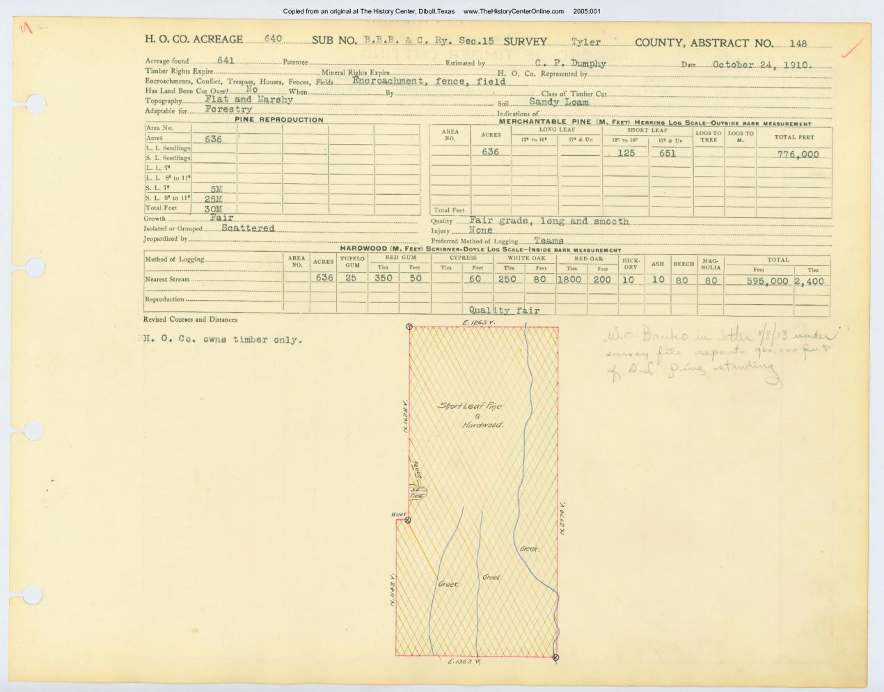 0039 Abstract 148, B.B.B. &amp; C. Railway Survey, Tyler County