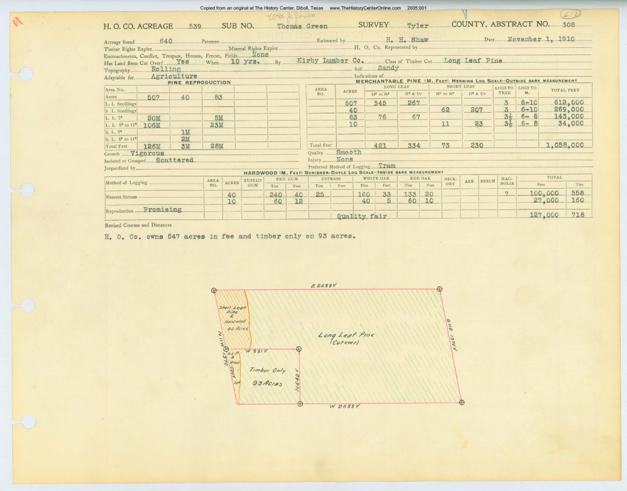 0085 Abstract 308, Green Survey, Tyler County