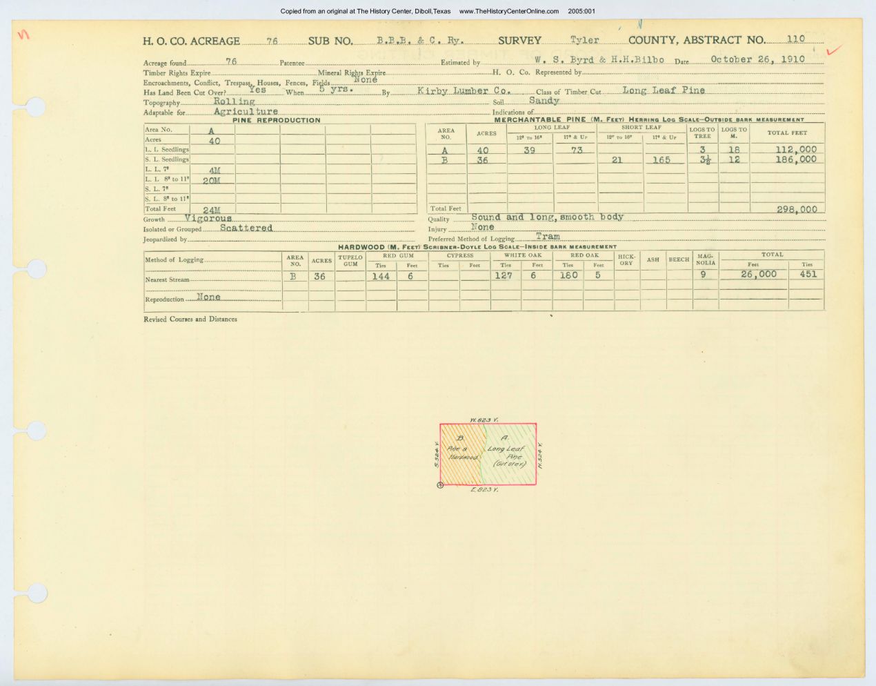 0026 Abstract 110, B.B.B. &amp; C. Railway Survey, Tyler County