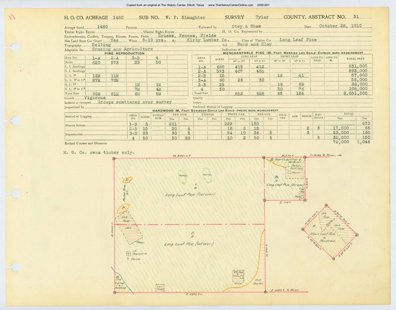 0014 Abstract 31, Slaughter Survey, Tyler County