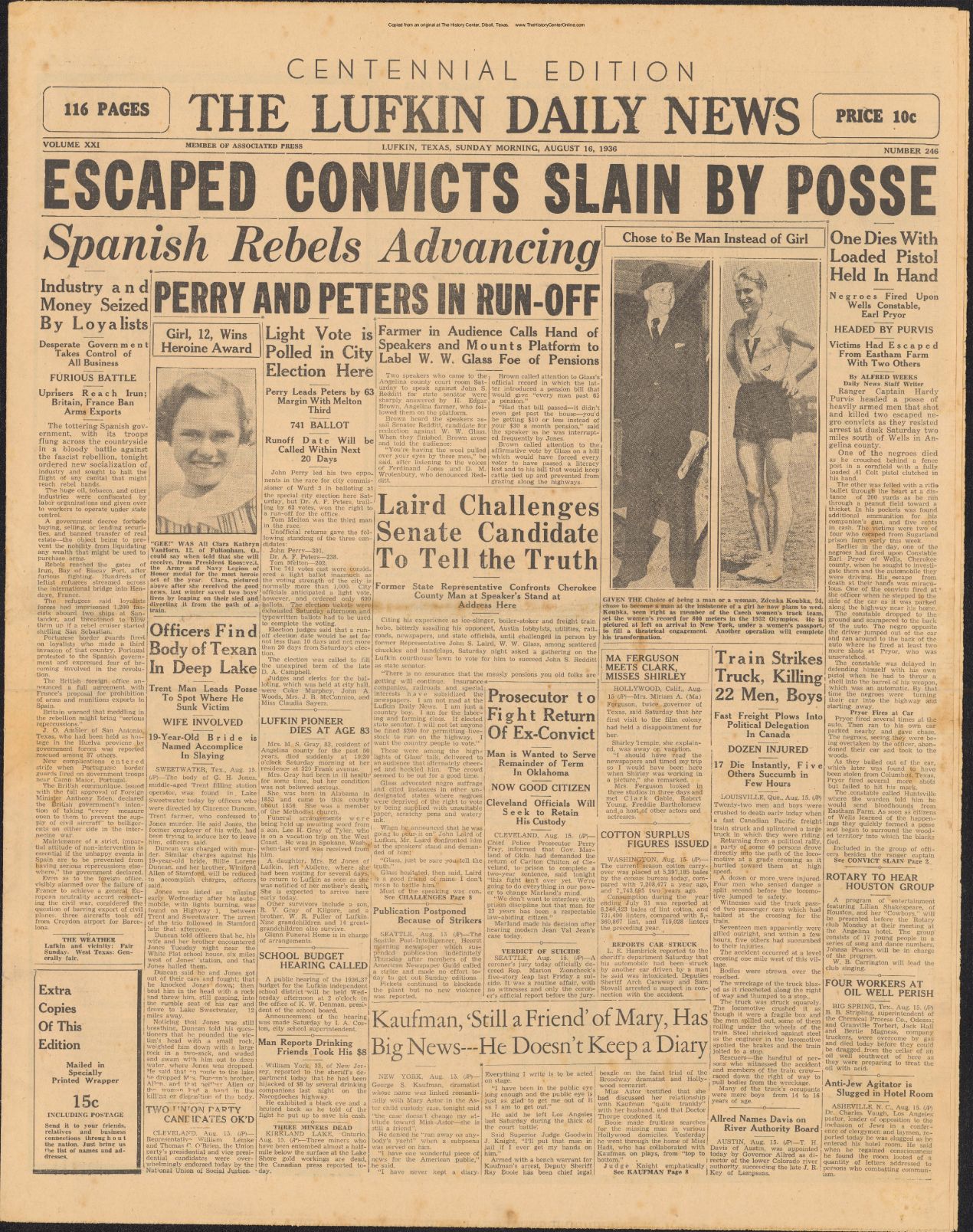 Lufkin Centennial Edition of the Lufkin News, 1936 08 16 01